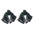 Copper Rhinestone 3D Bow Tassel Drop Earrings With Silver Posts For Women view 5