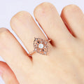 Silver And Rose Gold-Tone Floral Crystal Cluster Ring view 4