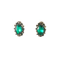 Vintage Luxury Oval Green Crystal Gemstone Gold Alloy Rhinestone Court Style Women Stud Earrings view 5