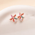 Elegant Beach Vacation Colorful Beaded Rhinestone Starfish Faux Pearl Stud Fashion Earrings view 4
