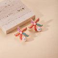 Elegant Beach Vacation Colorful Beaded Rhinestone Starfish Faux Pearl Stud Fashion Earrings view 2