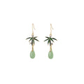 Vintage Chinese Style Green Enamel Bamboo Alloy Rhinestone Jade Teardrop Long Dangle Earrings view 5