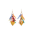 Bohemian Summer Vacation Long Coral Branch Shell Acrylic Enamel Statement Dangle Earrings view 5