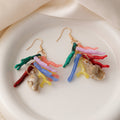 Bohemian Summer Vacation Long Coral Branch Shell Acrylic Enamel Statement Dangle Earrings view 4