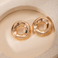 Luxury Irregular Hollow Round Gold Alloy Stud Earrings For Women, Elegant Statement Metal Earrings view 4