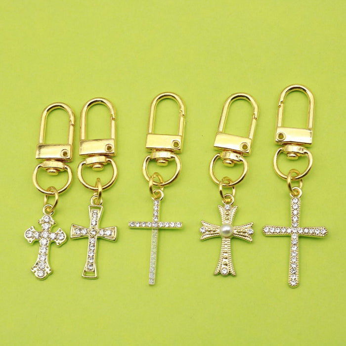 Alloy Cross Charm Keychain Bag Ring Accessory