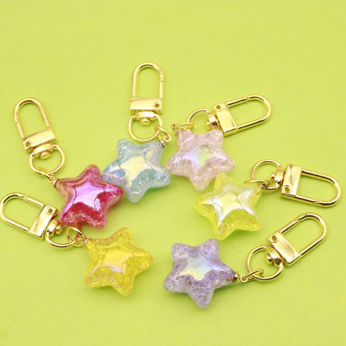 Metal Glitter Star Keychain Cute Backpack Charm Gift