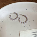 Chic Faux Pearl Wrapped C-Shaped Hoop Earrings With Silver Pins For Women view 4