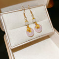 Rhinestone Chalcedony Peace Buckle Tassel Drop Earrings, Copper New Chinese Geometric Ear Hooks view 4