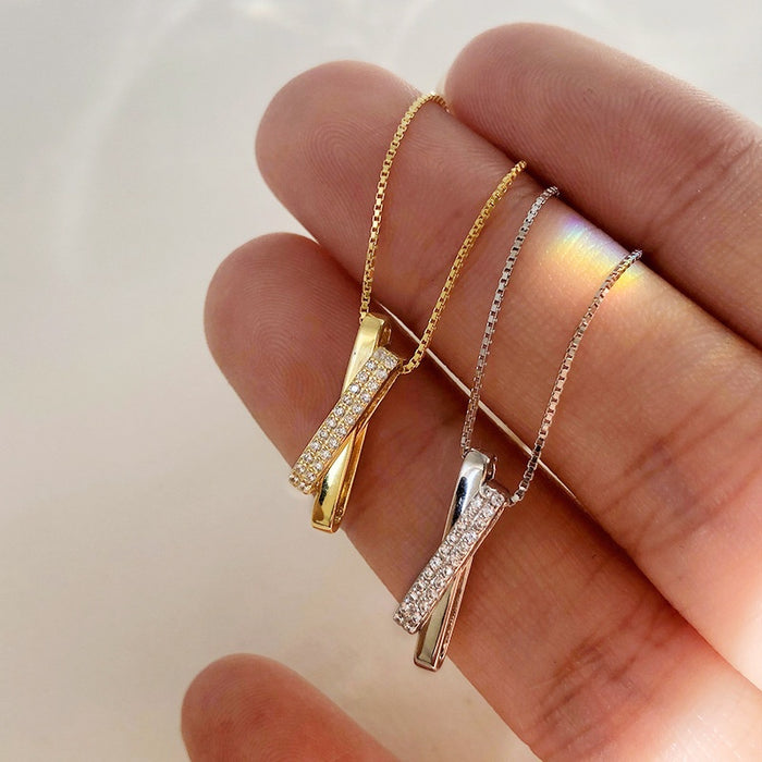 Minimalist Geometric Movable Choker Necklace For Women With Micro Inlaid Zircon