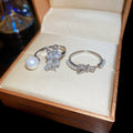 Zircon Bowknot Pearl Open Ring Fashion Jewelry For Women view 2