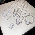 Fresh Sweet Alloy Faux Pearl Flower Zircon Tassel Jewelry Set For Elegant Chic Style view 2