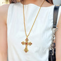 Rhinestone Cross Pendant Alloy Necklace For Women French Vintage Light Luxury Collarbone Chain view 2