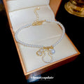 Light Luxury Faux Pearl Zircon Hollow Gourd Pendant Bangle For Women Vintage French Bracelet view 4