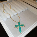 Resin Zircon Cross Pendant Necklace Geometric Luxury Collarbone Chain Fashion Jewelry view 4