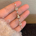 18K Gold Plated Zircon Faux Pearl Gourd Bangle, New Chinese Retro Light Luxury Jewelry view 4
