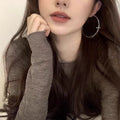 Alloy English Letter Rhinestone Round Hoop Earrings Minimalist European Style Light Luxury Jewelry view 4