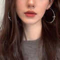 Alloy English Letter Rhinestone Round Hoop Earrings Minimalist European Style Light Luxury Jewelry view 1