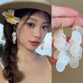 White Shell Round Tassel Drop Earrings With Silver Posts Resort Style Geometric Jewelry view 3