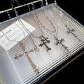 Vintage Alloy Rhinestone Cross Pendant Necklace For Women Light Luxury Fashion Clavicle Chain view 4