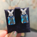 Women'S Square Geometric Butterfly Stud Earrings Fashion Elegant Light Luxury Ear Jewelry view 2