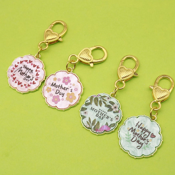 Metal Floral Thank You Tag Keychain Mother's Day Gift
