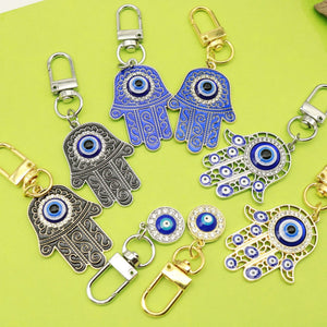 Zinc Alloy Hamsa Hand Evil Eye Keychain Bag Charm Gift