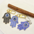 Zinc Alloy Hamsa Hand Evil Eye Keychain Bag Charm Gift view 3
