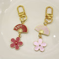 Metal Heart Fan Flower Keychain Gift view 4