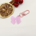 Metal Plaid Bow Keychain For Bag Charm Earbud Case Decor view 6