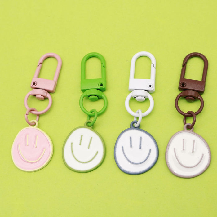 Metal Smiley Face Keychain Bag Charm