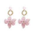Silver Pin Resin Glass Flower Tassel Drop Earrings Chic Sweet Luxury Floral Jewelry for Women view 5