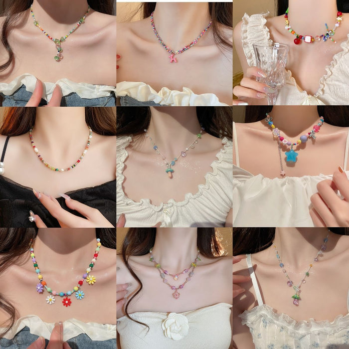 Sweet Dopamine Baroque Pearl Necklace Zinc Alloy Geometric Round Light Luxury Collarbone Chain