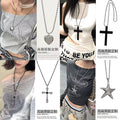 Punk Vintage Y2K Zinc Alloy Cross Sweater Necklace Geometric Subculture Pendant for Women view 3