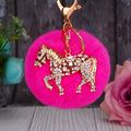 Jeweled Horse Plush Pom Pom Keychains in Fifteen Pictured Colors view 12
