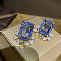 Light Luxury Palace Style Square Flower Earrings For Women Elegant Floral Jewelry view 3