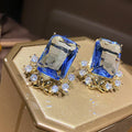 Light Luxury Palace Style Square Flower Earrings For Women Elegant Floral Jewelry view 1