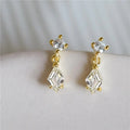 Geometric Stud Earrings For Women, Diamond And Round Shape Zircon Jewelry Direct view 1