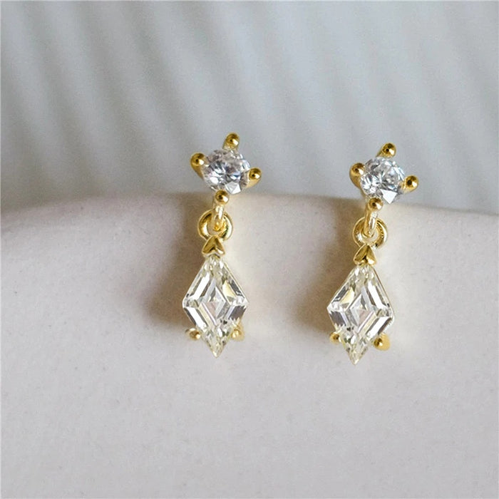 Geometric Stud Earrings For Women, Diamond And Round Shape Zircon Jewelry Direct