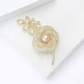 Elegant Alloy Rhinestone Hollow Rose Brooch For Suits And Coats view 3