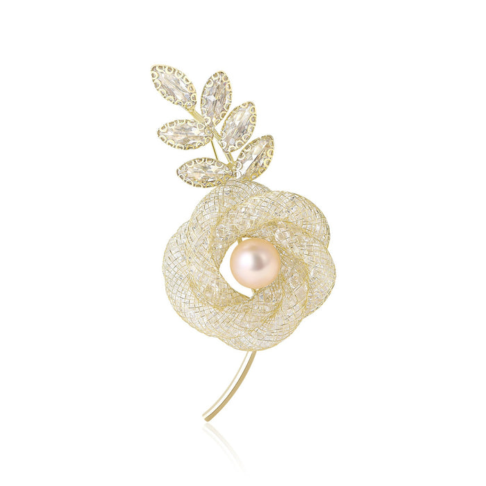 Elegant Alloy Rhinestone Hollow Rose Brooch For Suits And Coats