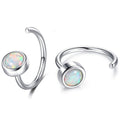 Simple One Piece Faux Australian Opal Stud Earrings For Women, Minimal Daily Matching Ear Jewelry view 2
