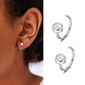 Simple One Piece Faux Australian Opal Stud Earrings For Women, Minimal Daily Matching Ear Jewelry view 1