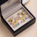Elegant Colorful Rhinestone Olive Branch Floral Wreath Alloy Stud Hoop Dangle Fashion Earrings view 3