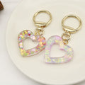 Zinc Alloy Sequin Heart Keychain Crystal Resin Bag Charm Gift view 3