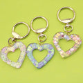Zinc Alloy Sequin Heart Keychain Crystal Resin Bag Charm Gift view 1
