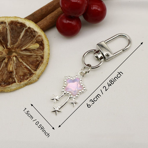 Zinc Alloy Pink Crystal Meteor Keychain Bag Charm Gift