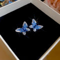 Elegant Alloy Butterfly Stud Earrings With Silver Pins And Rhinestone Accents For Women view 4