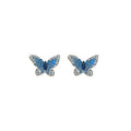 Elegant Alloy Butterfly Stud Earrings With Silver Pins And Rhinestone Accents For Women view 5