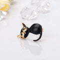 Black Silver Tone Cat Crystal Enamel Metal Brooch Pin view 4